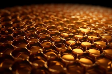 Fototapeta premium Beehive honeycomb orange background, Generative AI