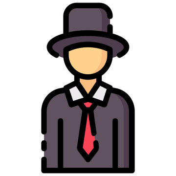 man in hat and tie icon clip art preview