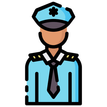 blue uniform police officer icon clip art preview