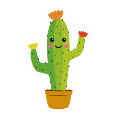 Vector illustration of a funny cactus character in cartoon style isolated on white background