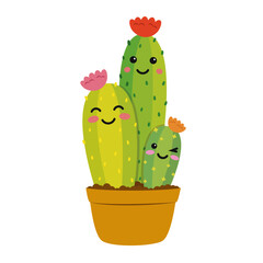 Vector illustration of a funny cactus character in cartoon style isolated on white background