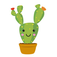 Vector illustration of a funny cactus character in cartoon style isolated on white background