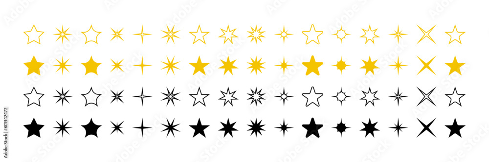 Wall mural stars vector collection. star vector icons. golden and black set of stars. star icon. stars in moder