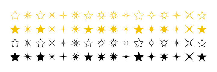 Stars vector collection. Star vector icons. Golden and Black set of Stars. Star icon. Stars in modern simple flat style. Vector illustration