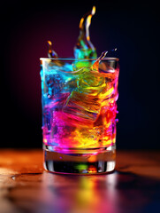 glass of rainbow-colored cocktail. LGBTQ concept. generated by AI