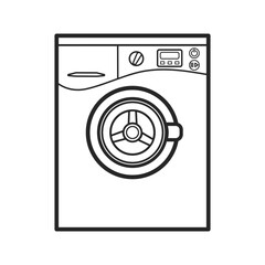 Washing machine for washing cloth line icon on white background. Vector illustration.