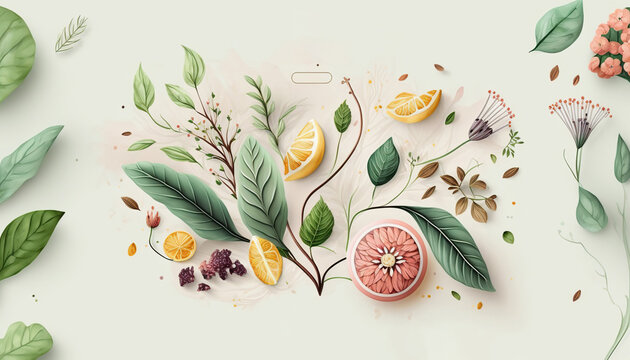 Healthy lifestyle web or landing page design template. Modern website user interface layout. Wellness internet banner mockup. AI generative image.