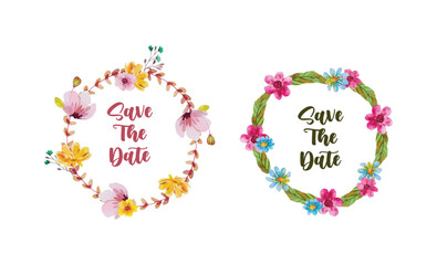 wreath frame of flower watercolor hand draw clip art