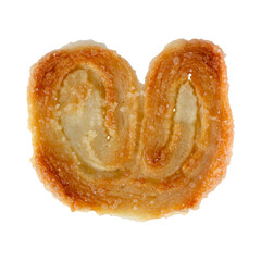 Close-up of fresh heart-shaped puff pastry cookies. Classic French pastries