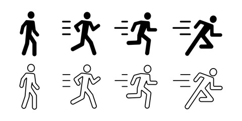 スピードを上げる、歩いてる人間、すごいスピードで走っている男性のベクターイラストアイコン素材 - obrazy, fototapety, plakaty