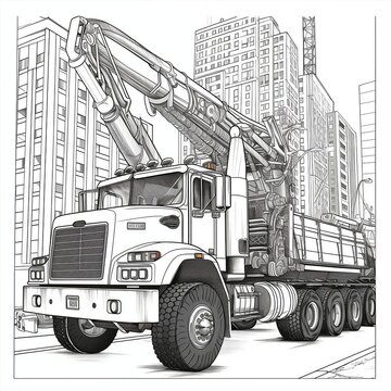 Incredibly High-Quality Coloring Pages of Construction Trucks. Generative AI