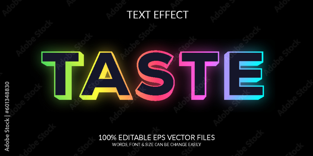 Wall mural taste 3d fully editable vector eps text effect