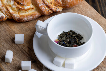 hot tea brewed in a white mug