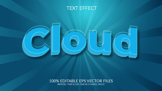 Cloud 3D Fully Editable Vector Eps Text Effect