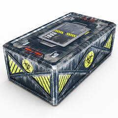 3D illustration of a container concept for transporting and storing hazardous viruses and chemical waste.