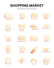 shopping market ecommerce user interface gradient outline Icon button