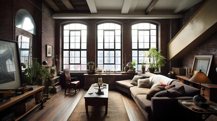 Fototapeta na wymiar A modern and trendy New York loft