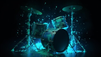 beautiful image of drums covered in paint with paint splashes