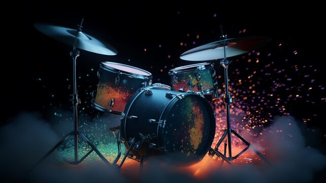 beautiful image of drums covered in paint with paint splashes