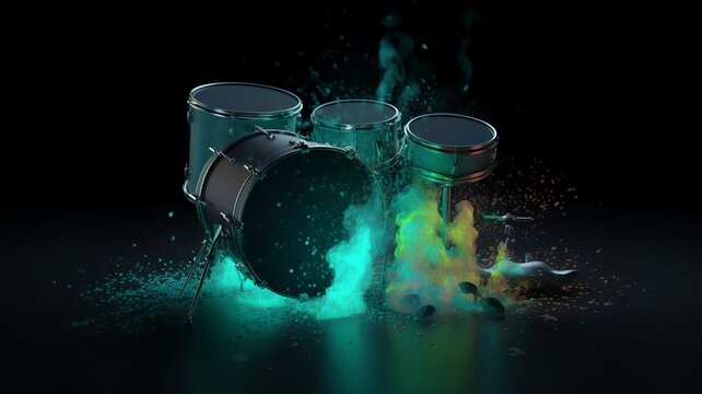 beautiful image of drums covered in paint with paint splashes