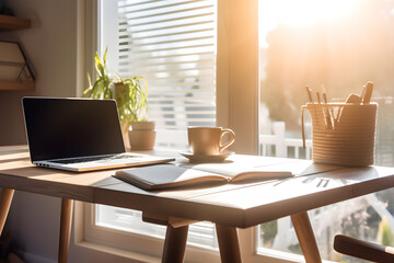 Fototapeta premium A cozy home office in the morning