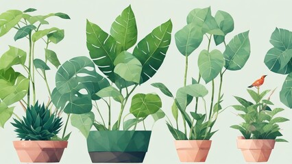 Obraz premium Showcase a Flat Vector Representation of a Plant's Foliage. 