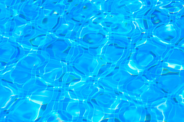 Blue water ripples in swimming pool with blue mosaic background , Abstract Water waves surface