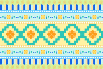 Motif flowers ethnic seamless pattern. Native American, Mexican, Indian, African textile style. Design for tile, clothing, fabric, wallpaper, sarong, texture, home decor, accessories, wrapping.