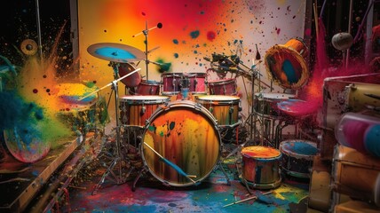 beautiful picture of drums covered in paint