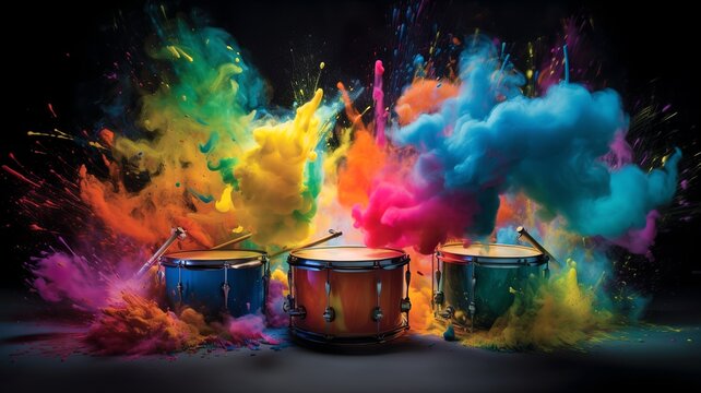 beautiful picture of drums covered in paint