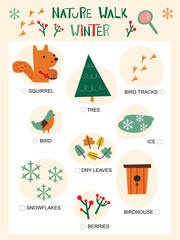 Card Search for Forest Items and Animals for Children. Matching children educational game. Activity for pre sсhool years kids and toddlers.