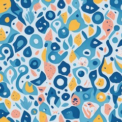 seamless pattern with random shapes illustration wall art design