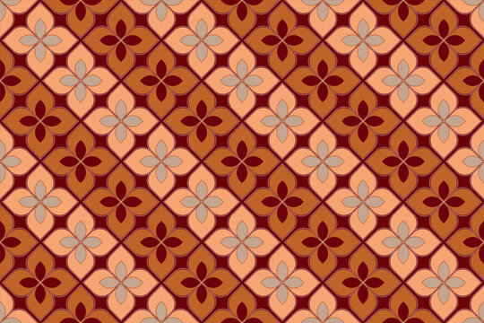 Vector vintage traditional batik seamless pattern. Indonesian batik with the Batik Kawung motif.