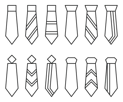 tie icon set line design on white background, vector illustration of office, fashion, business, father's day, web.