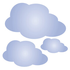 blue cloud, set of clouds, Three clouds blue gradient, clouds