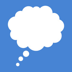 Speech bubble or communication thought cloud on blue background.