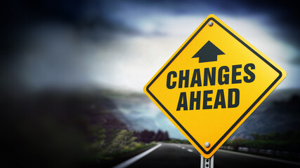 Hard times ahead signboard under dramatic sky. 3D illustration