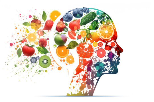 A conceptual image of the benefits of fresh fruit for brain health. Image created with Generative AI technology.