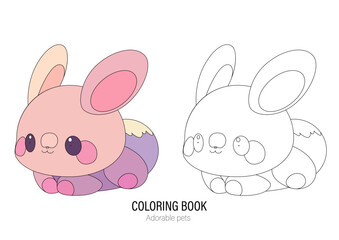 Cute little bunny with a kind smiling face and big eyes.