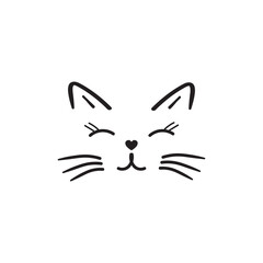 Cute cat logo isolated vector image