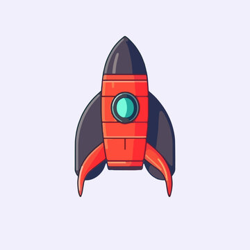 Vector cartoon icon illustration of a rocket, with a flat style for spacecraft to pass through the Earth's atmosphere, advanced technology to reach other planets