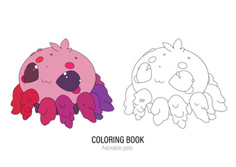 Cute little spider with a kind smiling face and big eyes.