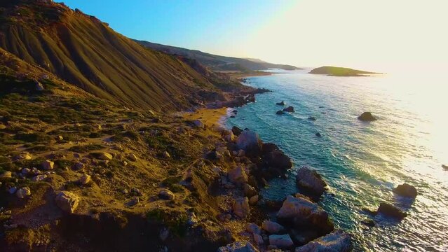 a hill that overlooks of the mideteranean sea in oran algeria at sunset