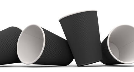 Set of paper coffee cups for cappuccino, americano, espresso, mocha, latte