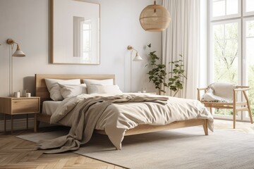 Scandinavian bedroom furniture. Generate AI