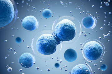 3d rendering of Human cell or Embryonic stem cell microscope background. - obrazy, fototapety, plakaty