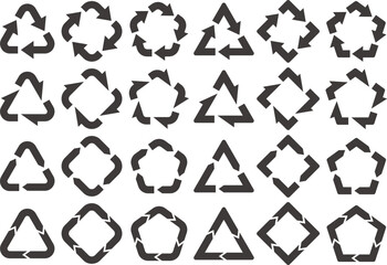 黒い回転矢印のベクターイラストセット