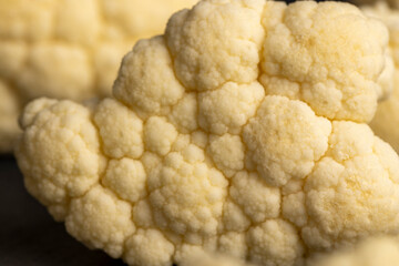 details of white cauliflower on the kitchen table