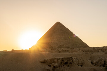 archaeological complex of Great Egyptian Pyramids is located on the Giza plateau, in the Libyan...
