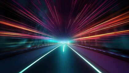 colorful light trails and rays make a tunnel inside, generative ai - obrazy, fototapety, plakaty